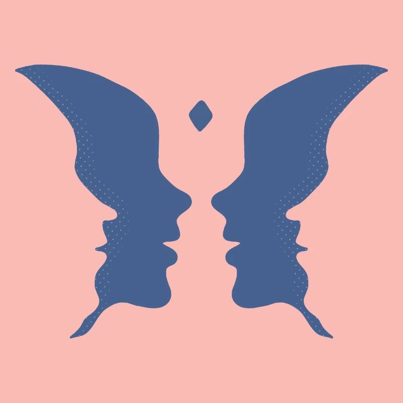 Küssende Gesichter oder ein Schmetterling