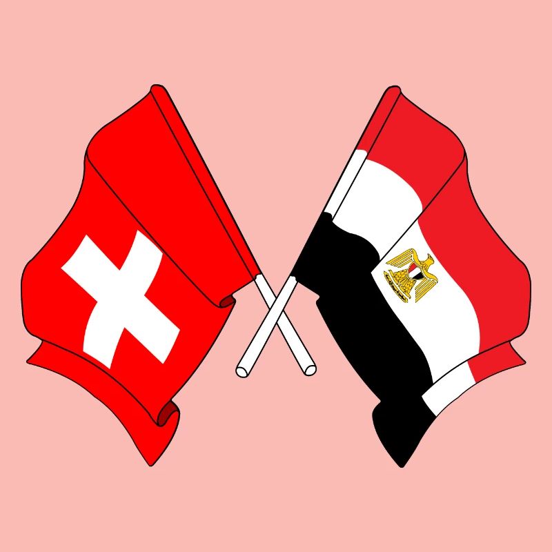 Drapeau de la Suisse et drapeau de l’Égypte