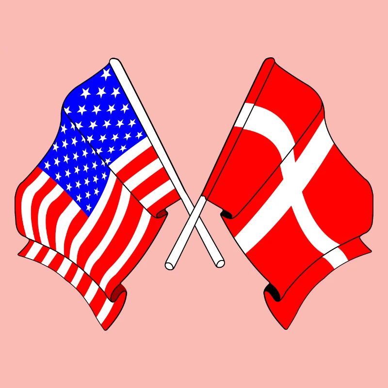 Drapeau des États-Unis et drapeau du Danemark