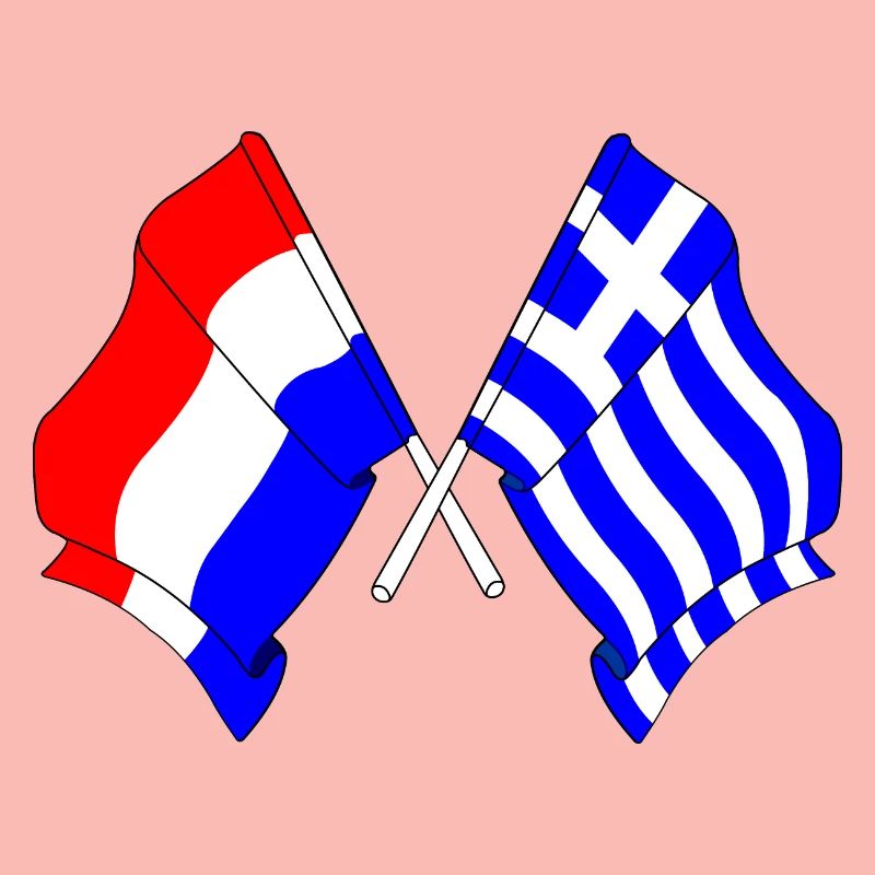 Drapeau des Pays-Bas et drapeau de la Grèce
