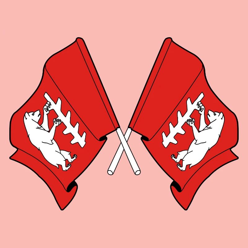 Two Crossed Warwickshire Flags
