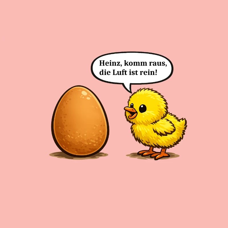 Chick Calling Buddy In Egg, Pun Cartoon
