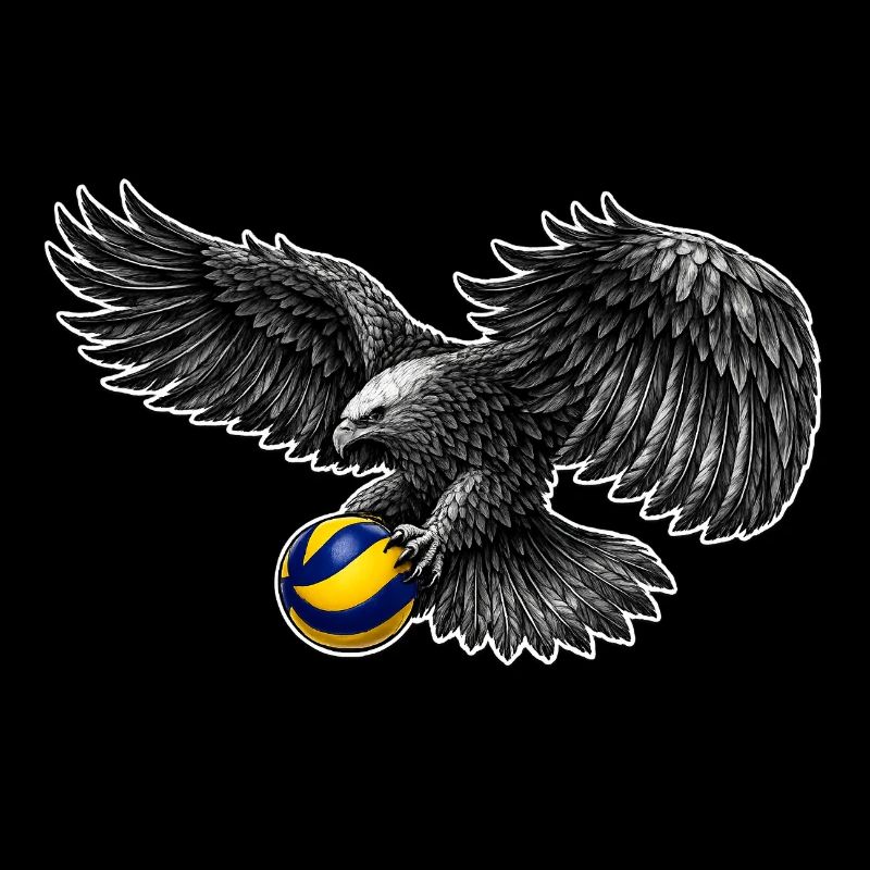 Adler mit Volleyball outline