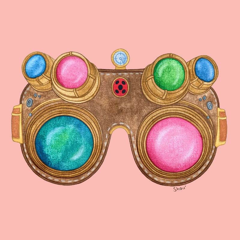 Regenbogen-Steampunk-Brille