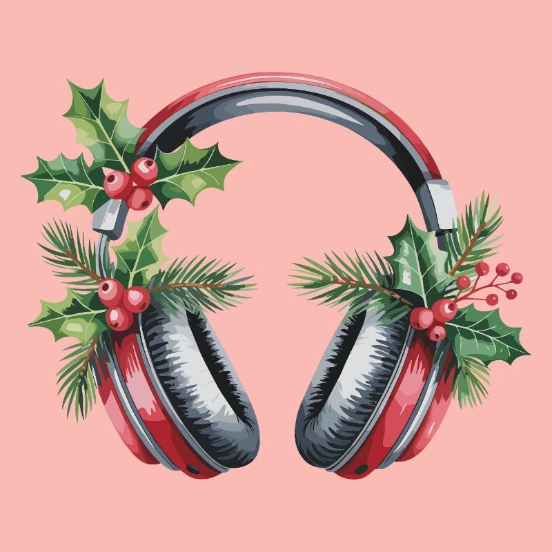 Weihnachtskopfhörer mit Tannengrün