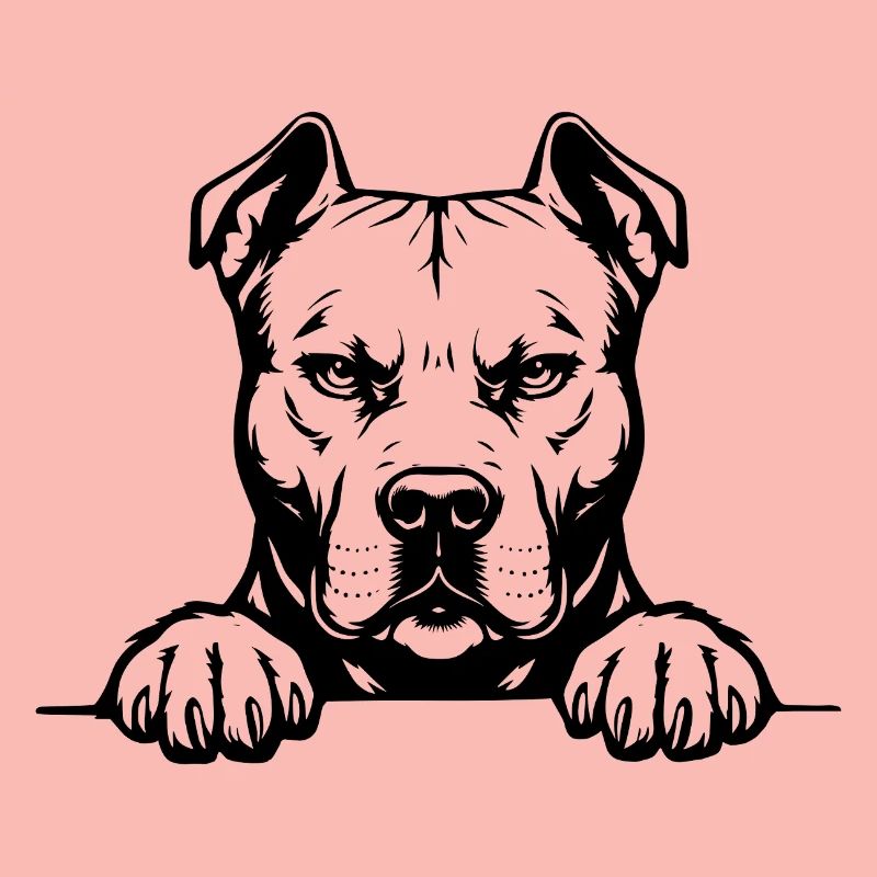 Pitbull Head with Paws