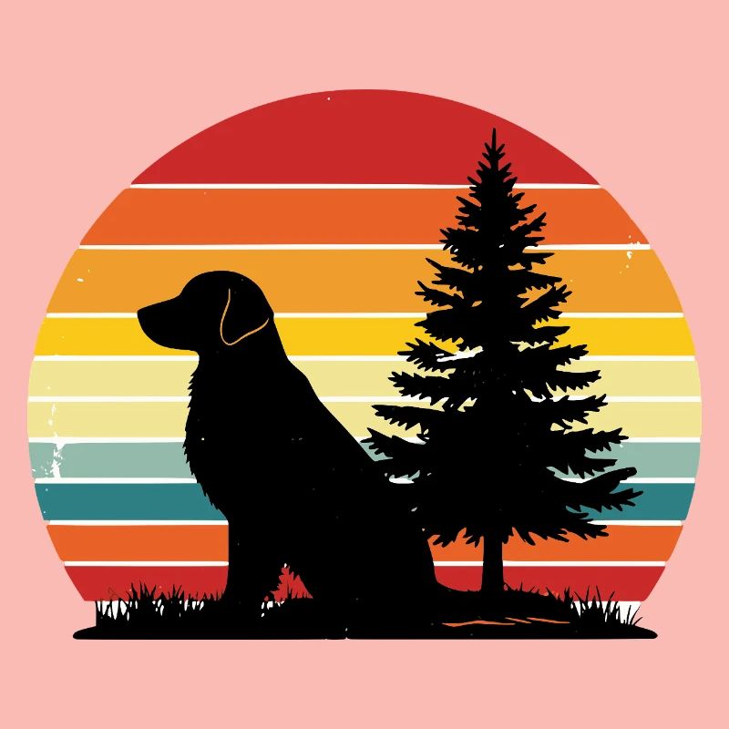 Silhouette rétro de chien Coucher de soleil