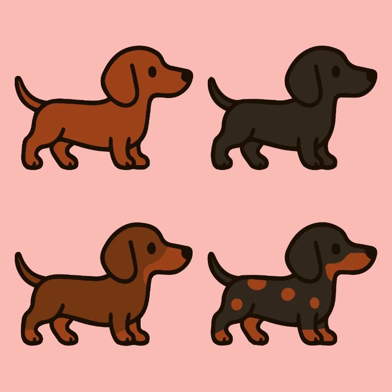Ensemble d’illustrations de teckel mignon
