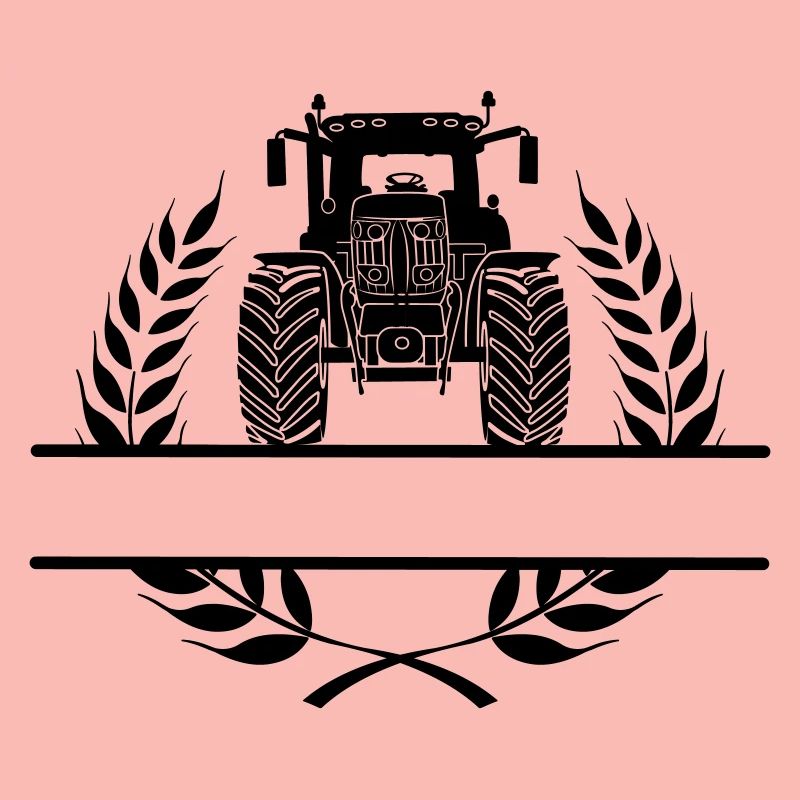 Traktor-Frontansicht im Lorbeerkranz