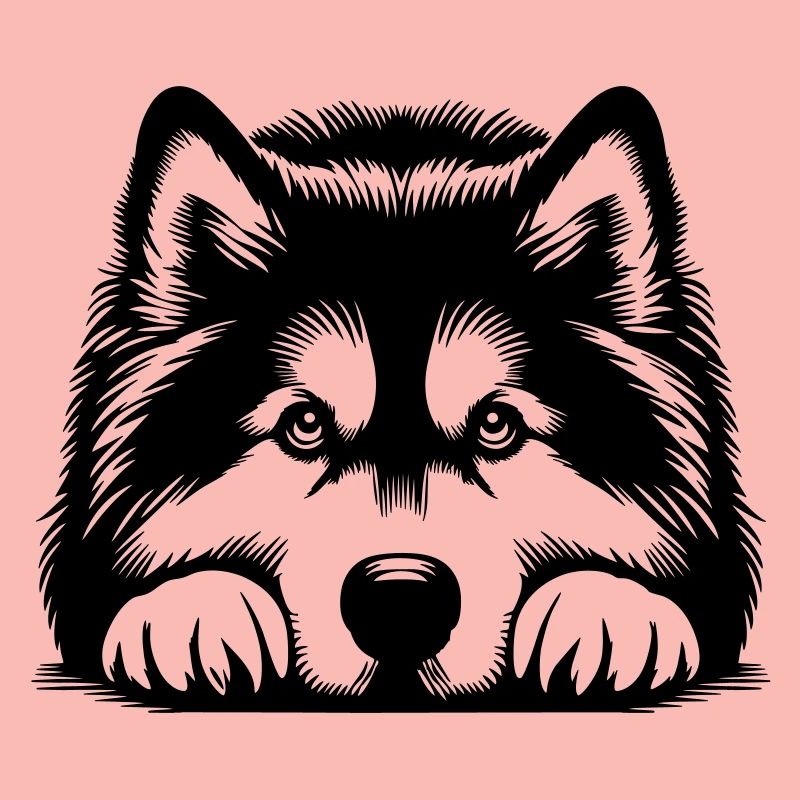 Alaskan Malamute Head with Paws