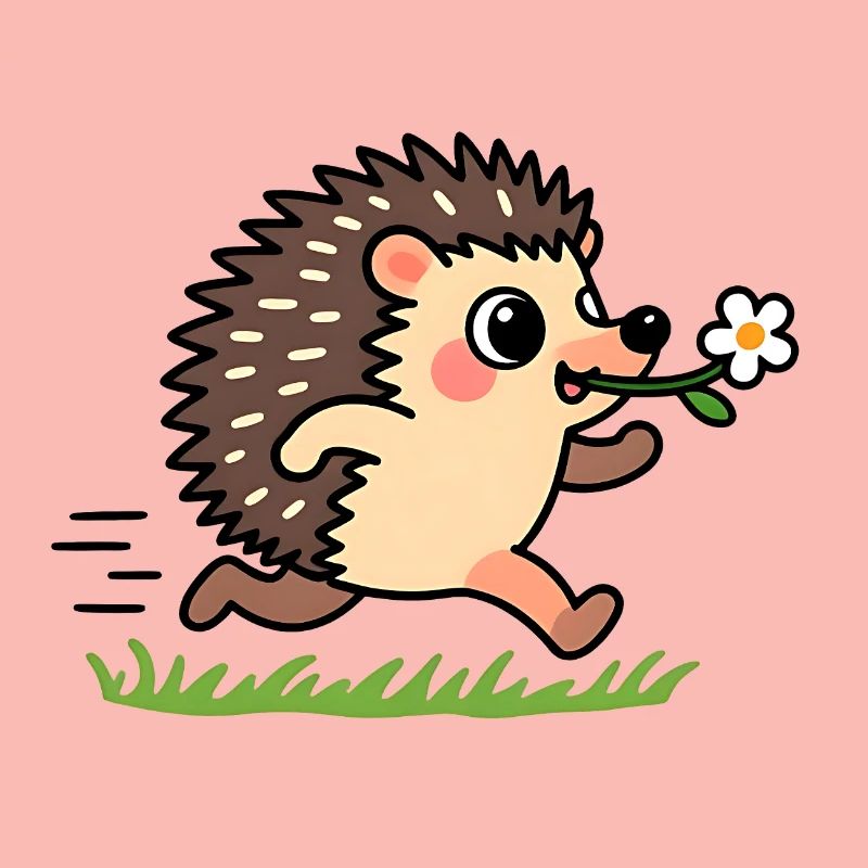 Hérisson avec une fleur