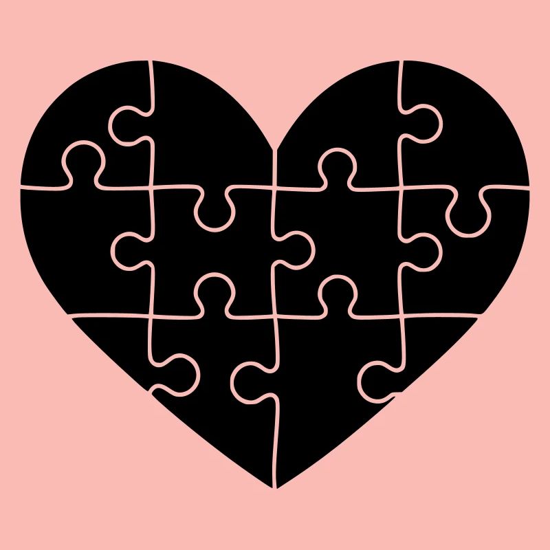 Cœur de puzzle – Conception de symboles de connexion et d’amour
