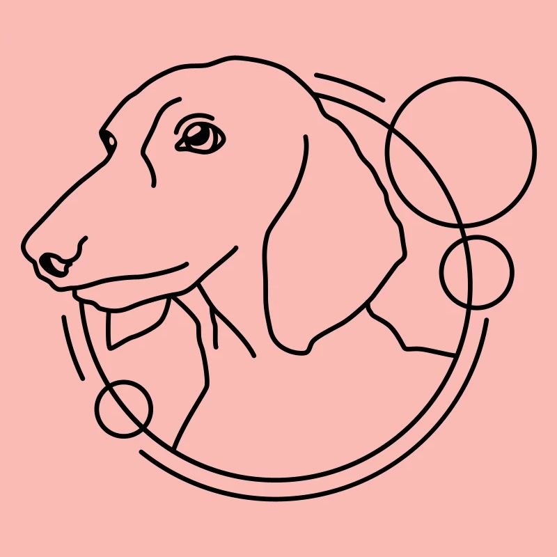 Teckel en forme géométrique - Design d’art au trait