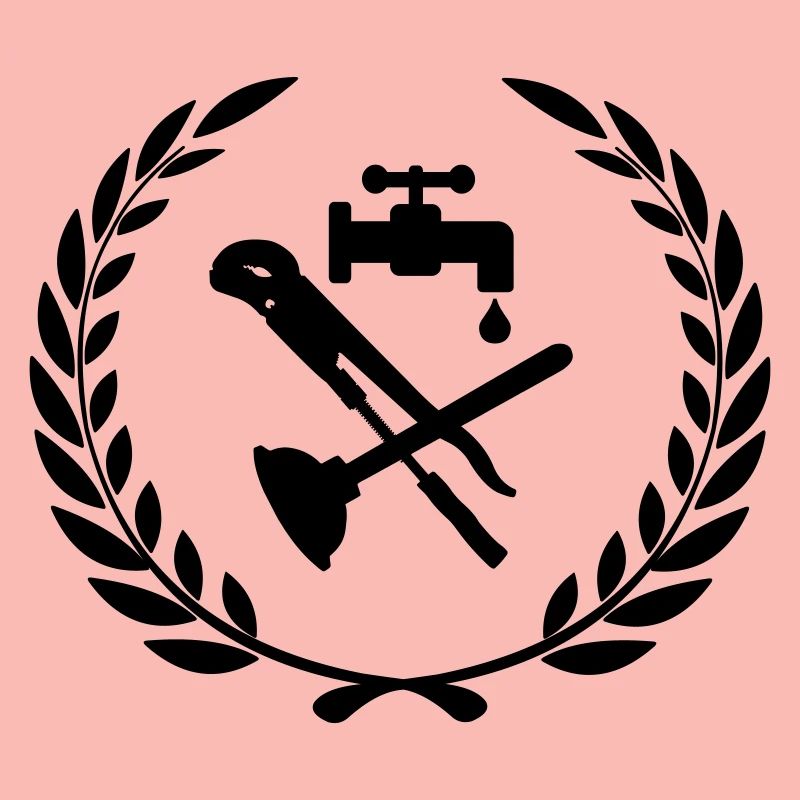 Tools for plumber in laurel wreath.