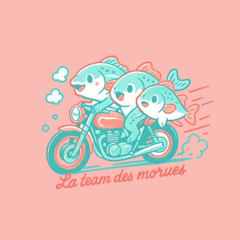 Turquoise cod on a motorcycle
