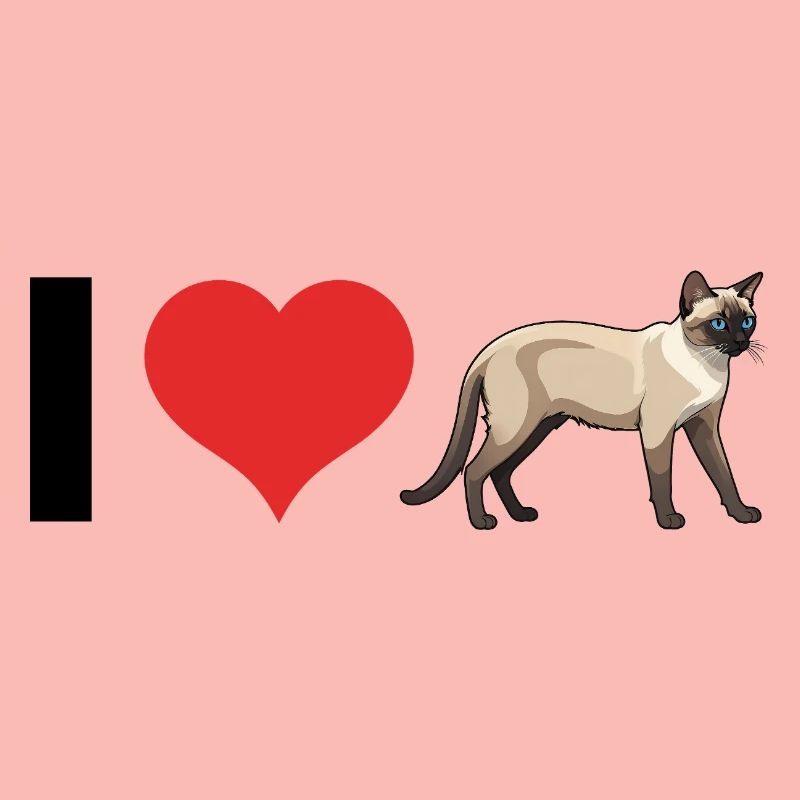 J’adore Siam Cats - Conception de chat mignon