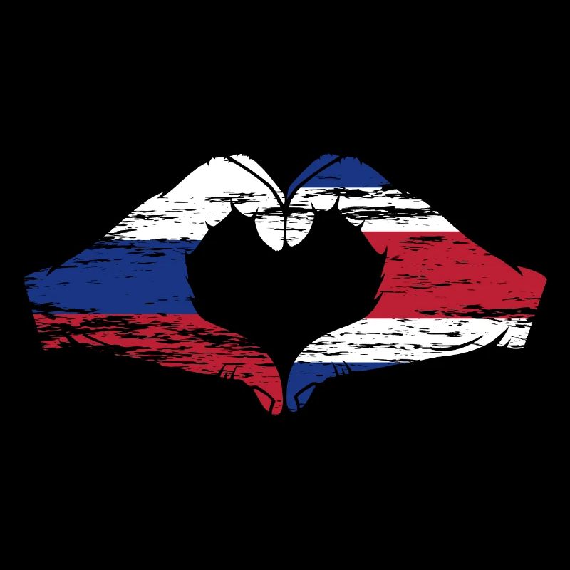 Russie Costa Rica drapeau mains forme de coeur utilisé