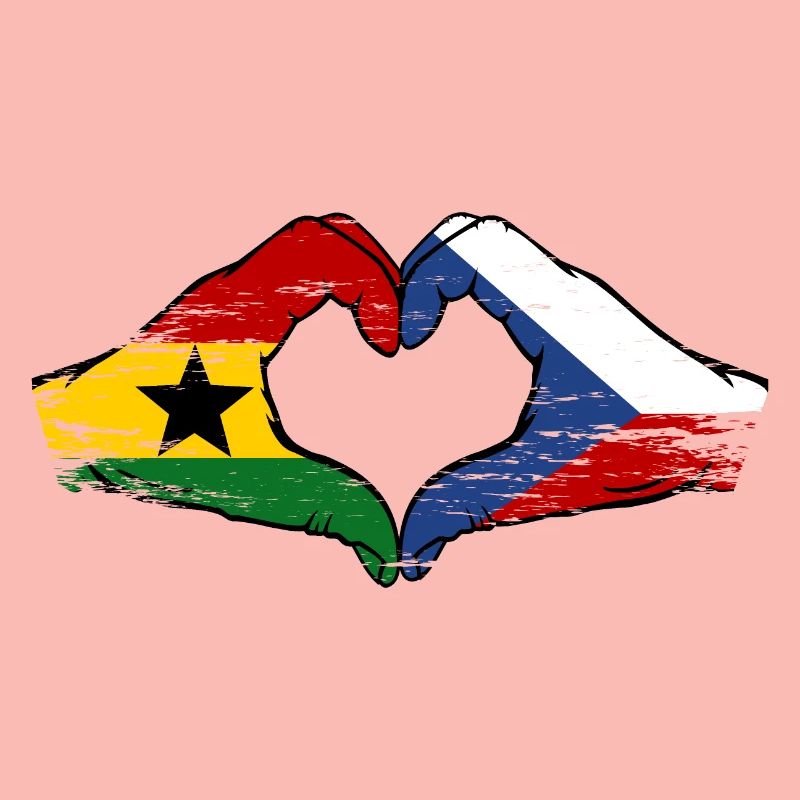 Ghana République tchèque drapeau mains forme de coeur utilisé