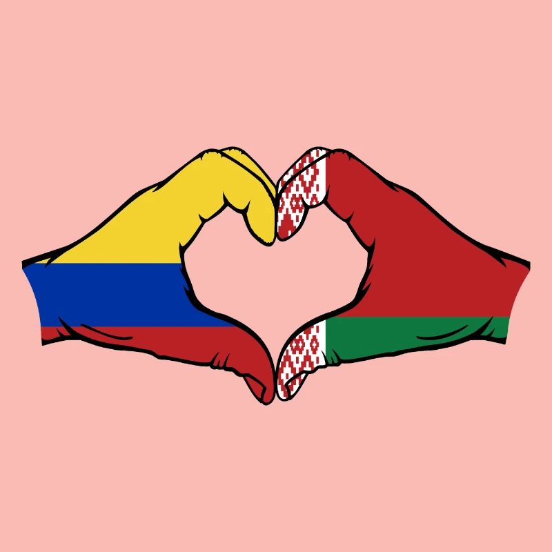 Colombie Biélorussie Drapeau Mains Coeur Forme