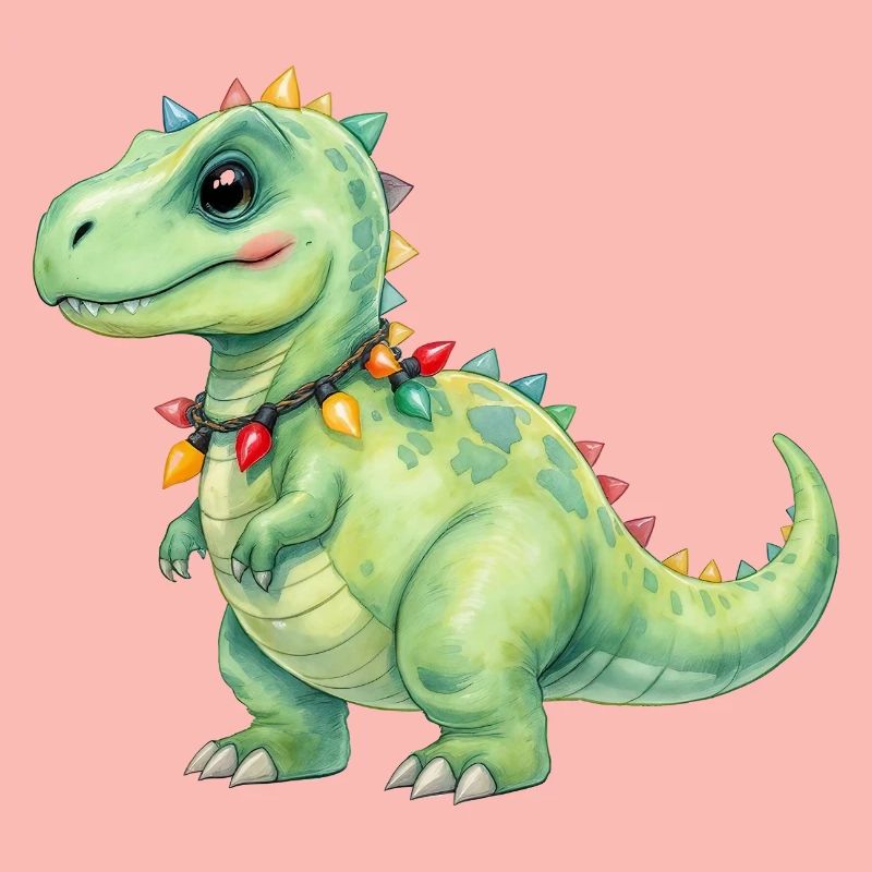 Bunter Dino mit Lichterkette
