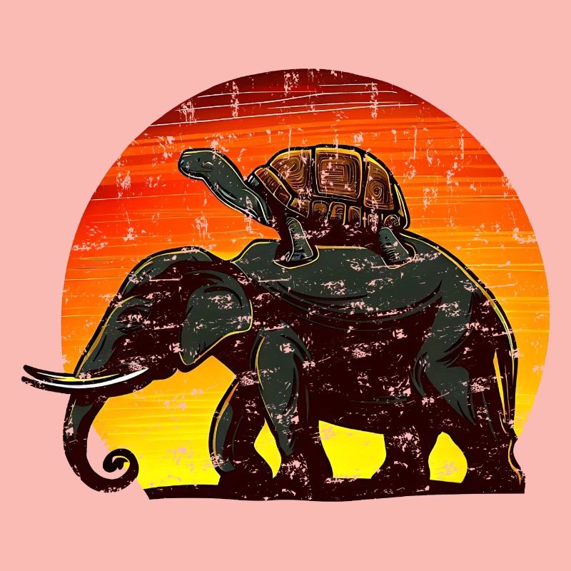 Elephant Turtle Sunset Design