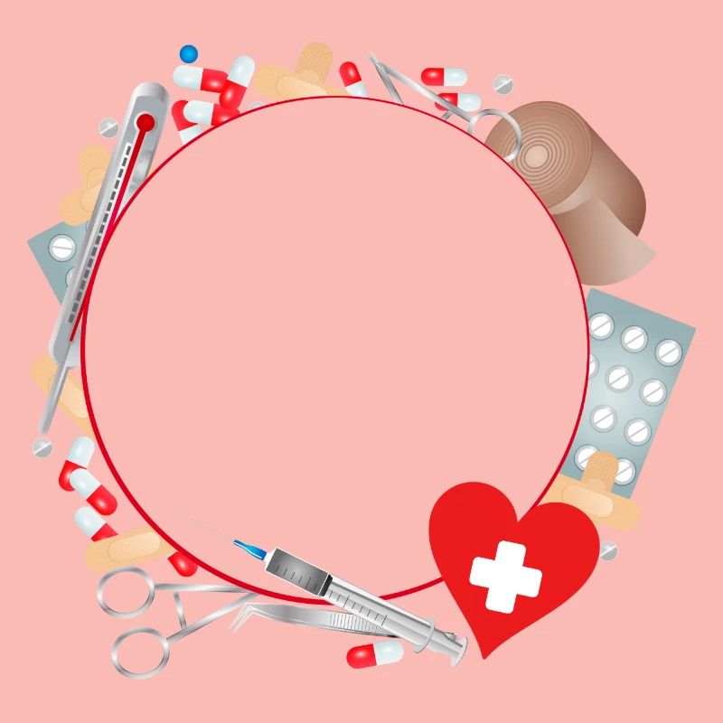 Erste Hilfe Set oder Reiseapotheke als Rahmen