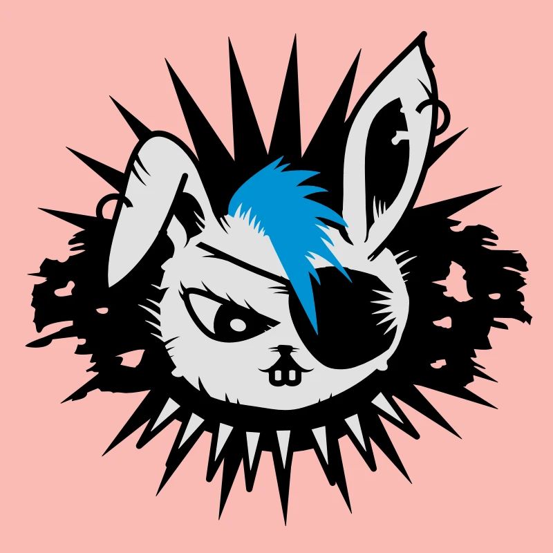 rabbit with an eye patch and a mohawk