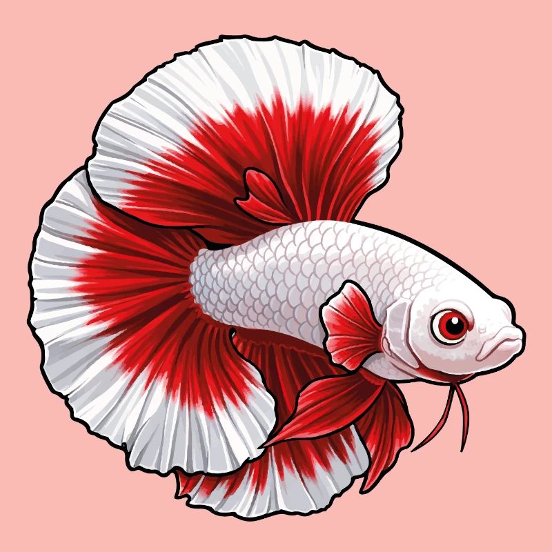 Red White Betta Fish