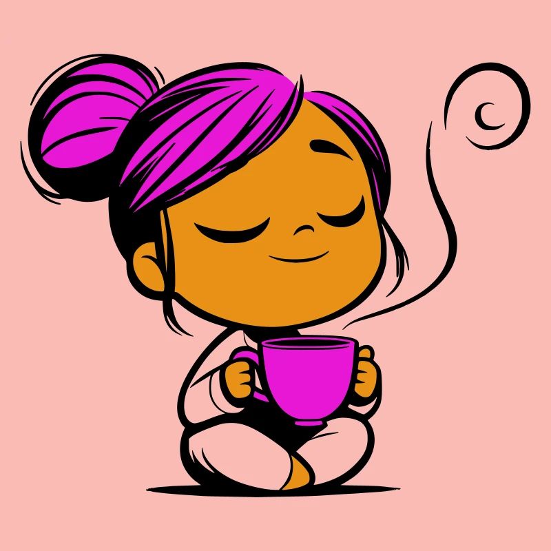 Tassmine enspannt mit einer Tasse Tee oder Kaffee