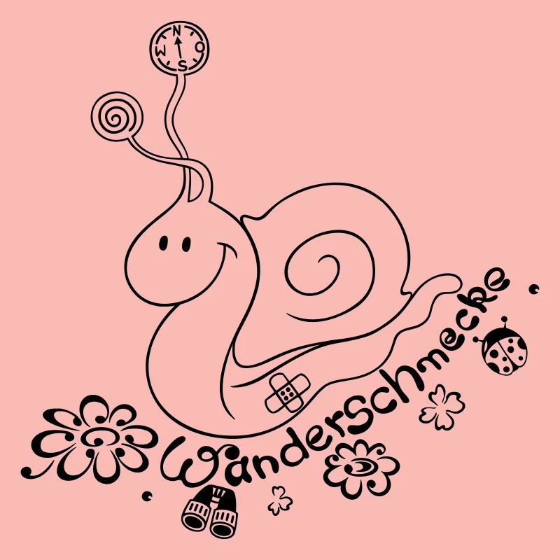 Snail with compass, binoculars, ladybird