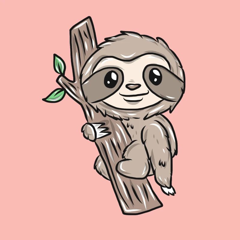 Slow sloth on tree