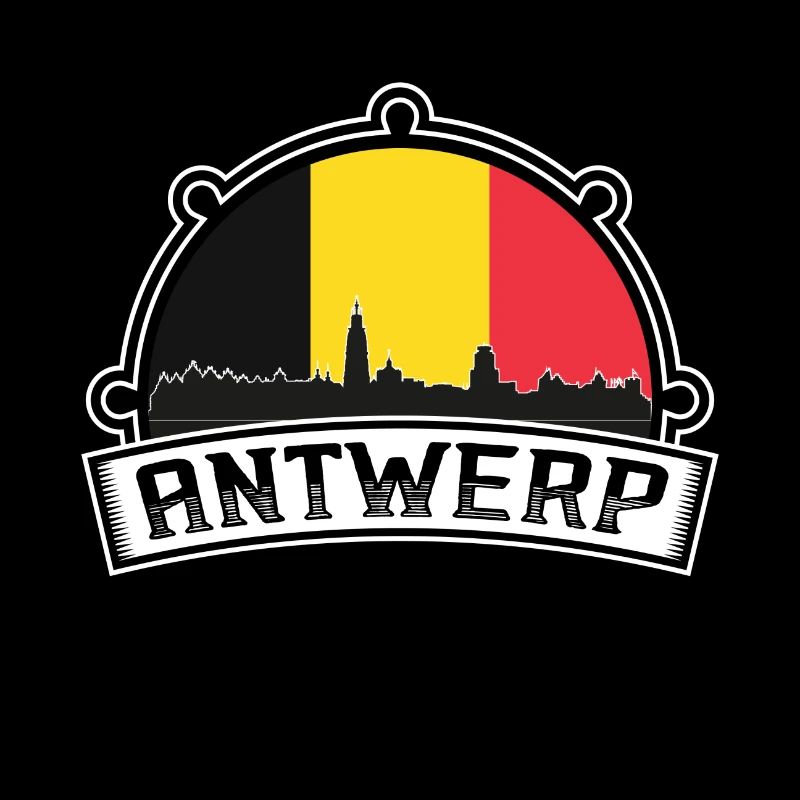Antwerp Belgium Skyline Souvenir Austrian Flag