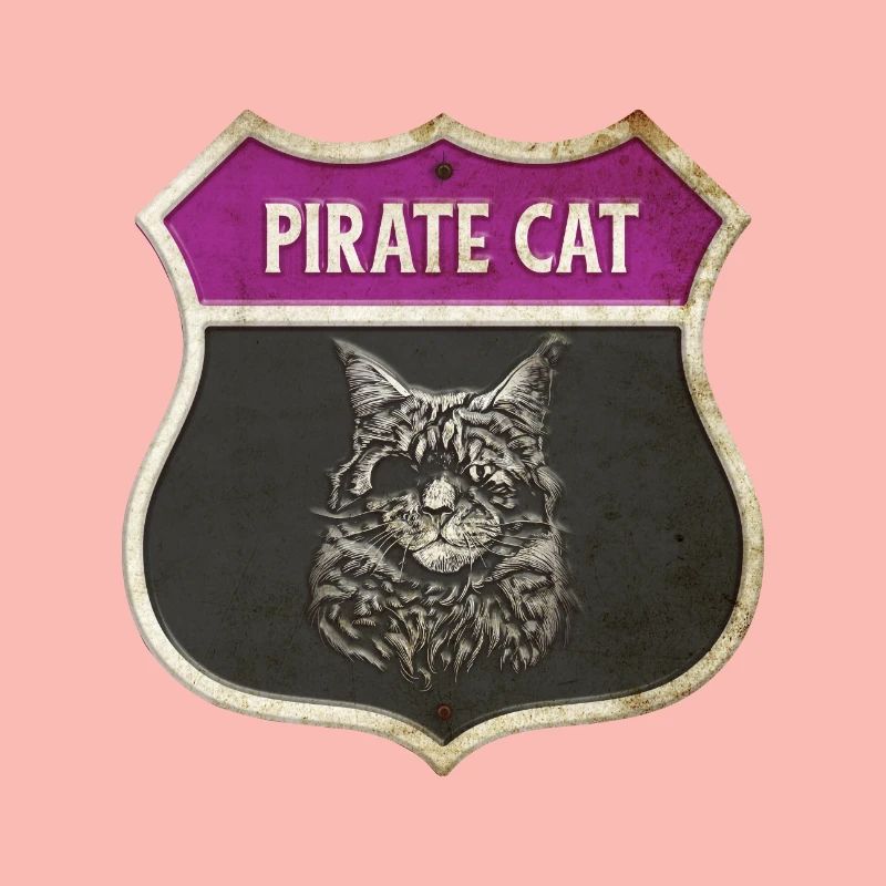 Cat Pirate Crest Design