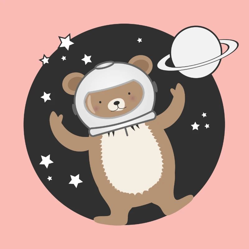 cute astronaut bear in comic style