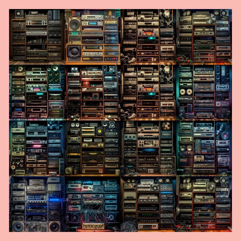 Vintage Audio Stack Collage