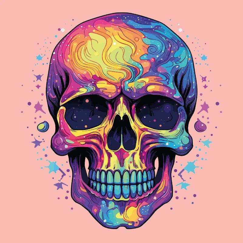Psychedelisch Neon Schädel