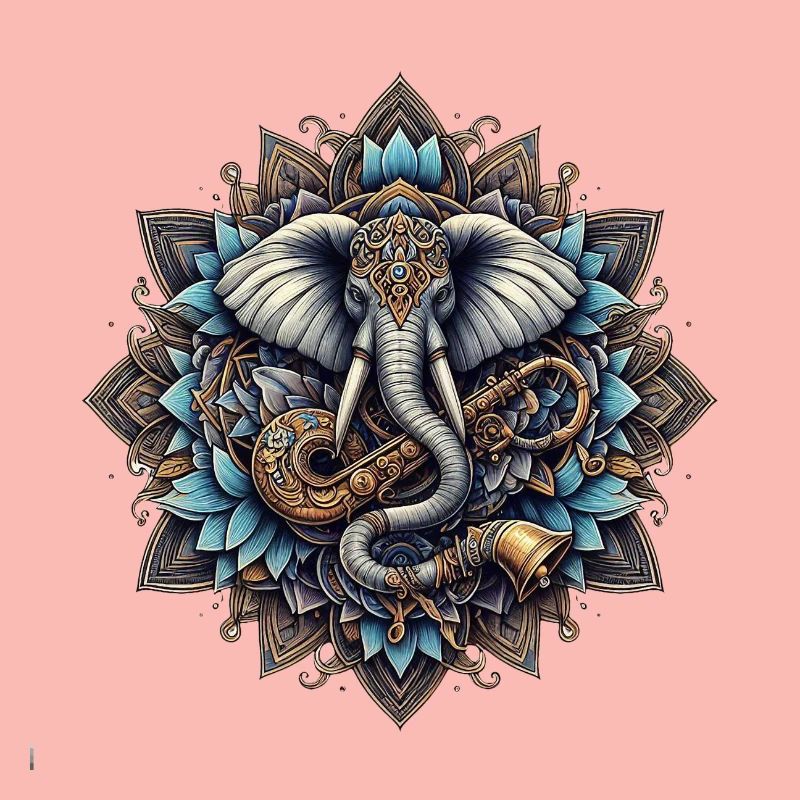 Mandala d’éléphants dans le style steampunk