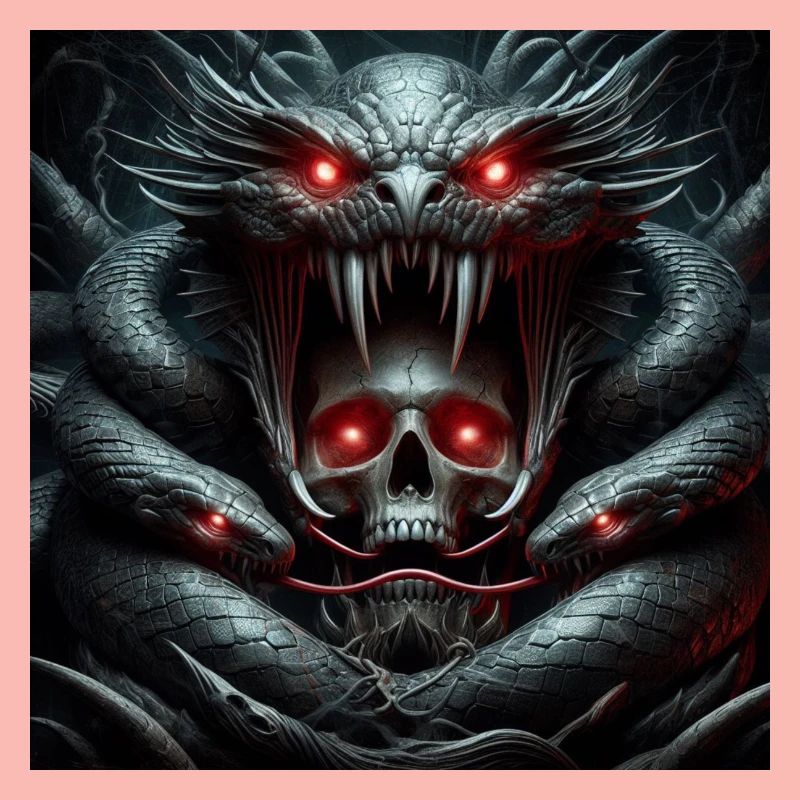 Crâne dévoré par les serpents