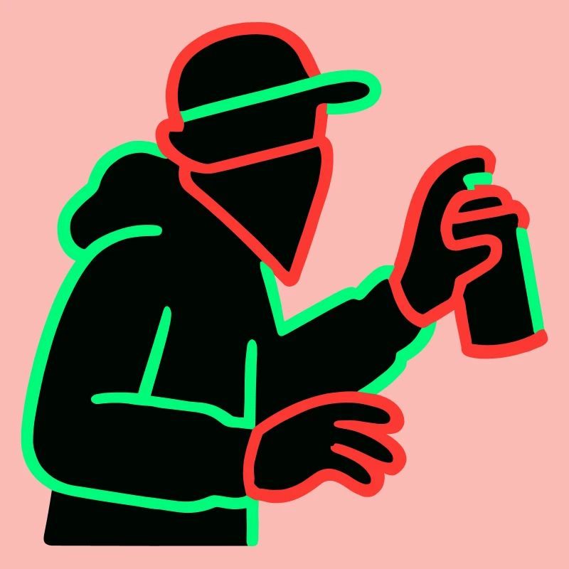 Neon Graffiti Sprayer Silhouette