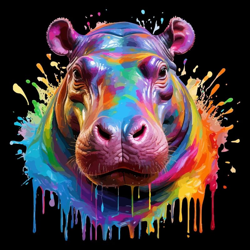 Bunter Hippo Farbexplosion