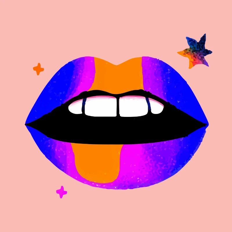 Neon Regenbogen Lippen