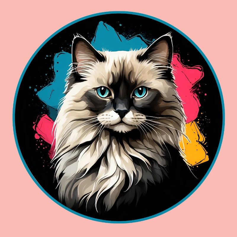 Portrait de chat éclaboussures de néons dans un cercle