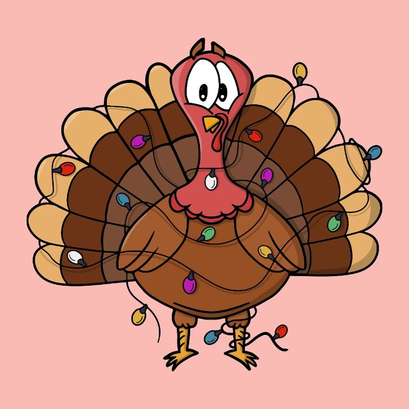 Festive Turkey with String Lights
