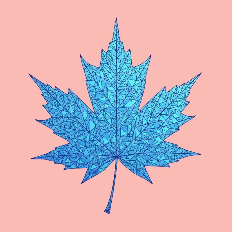 Geometric Blue Maple Leaf Print
