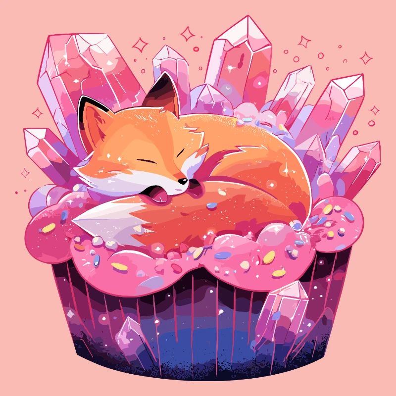 Sleeping fox in crystal cake