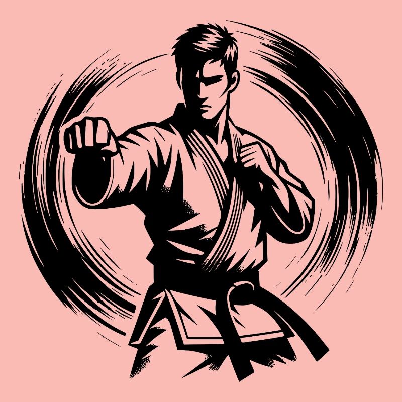Silhouette de Karaté Parfaite en Combat Dynamique