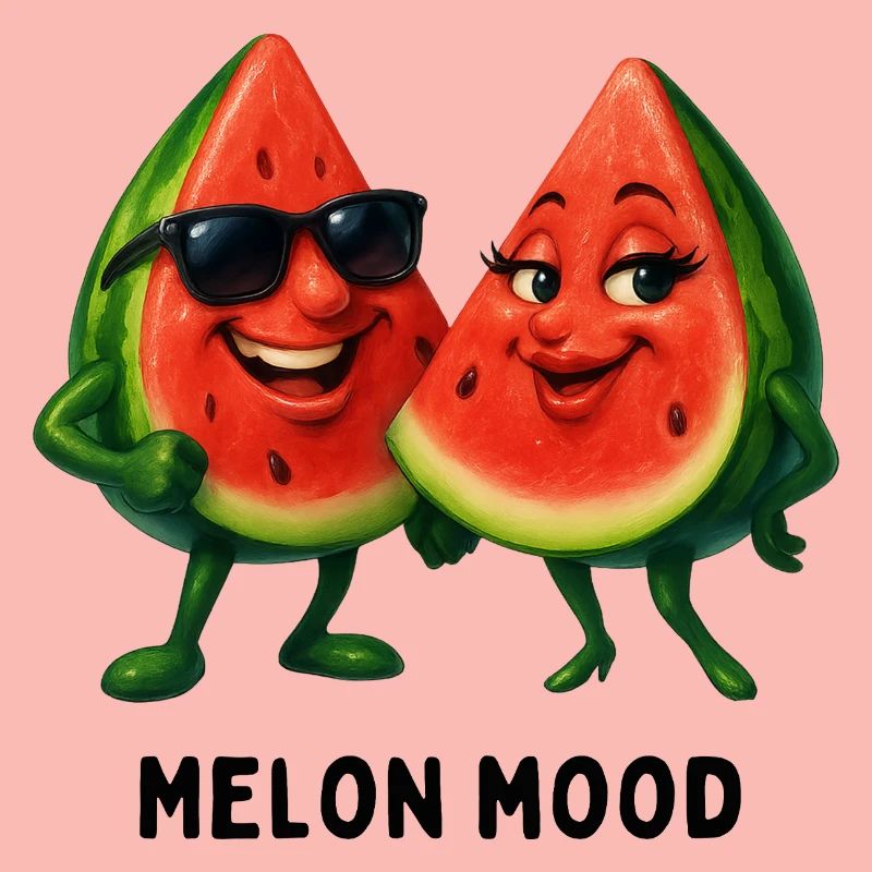 Humeur du melon : Duo pastèques heureux