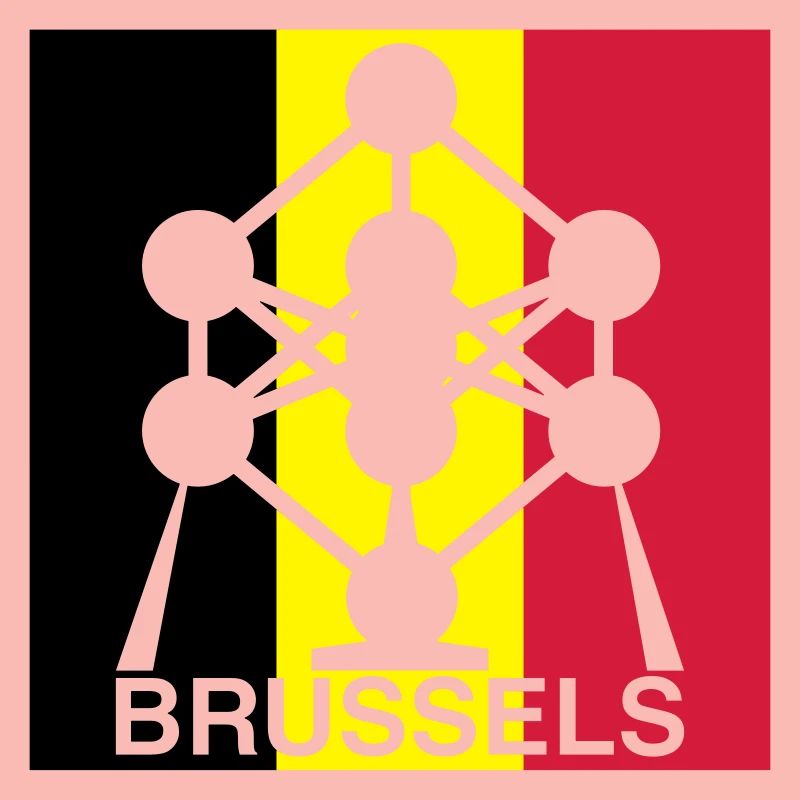 Brussels Atomium – Belgian Flag Square Icon