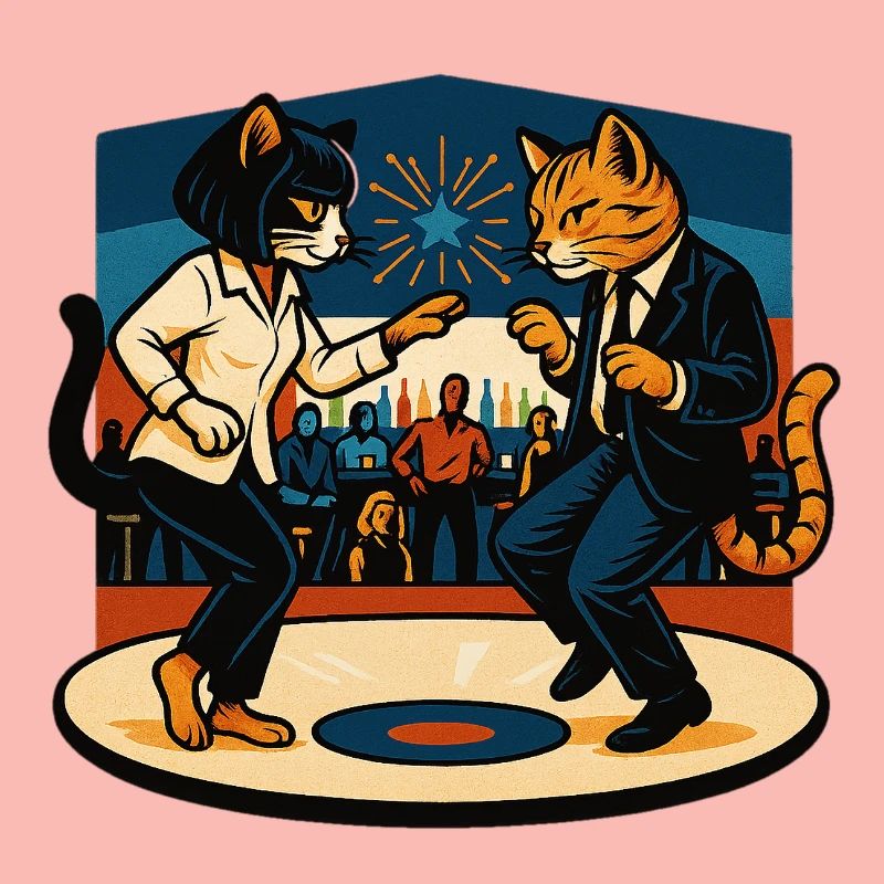 Deux chats rétro dansant – style vintage