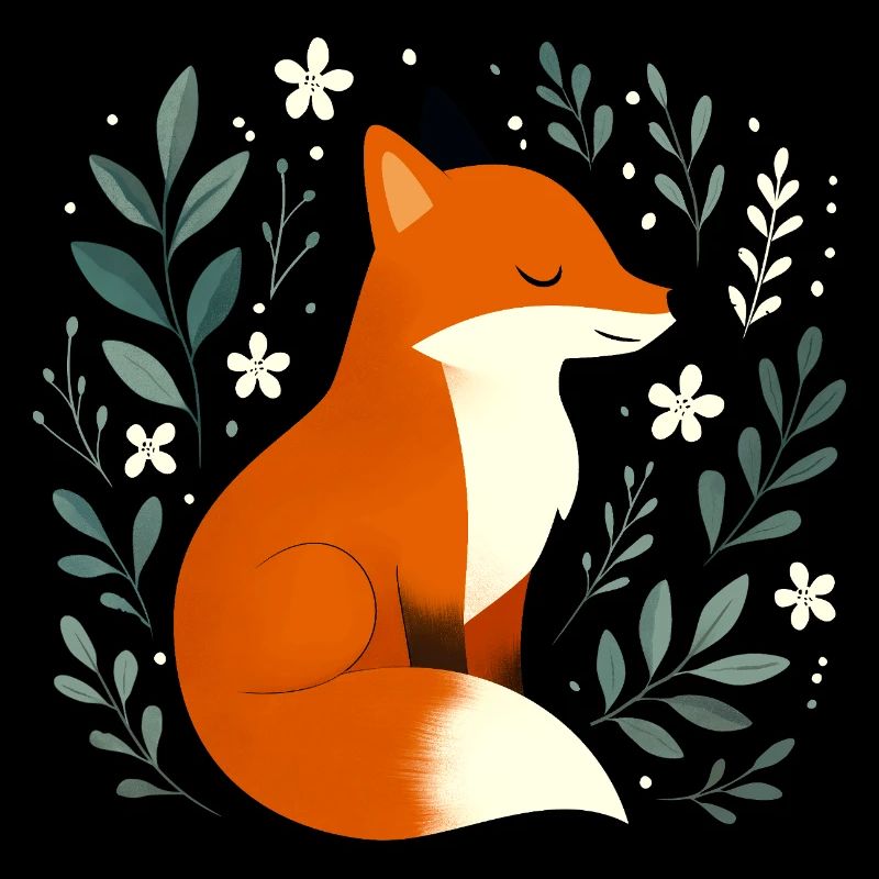 Renard avec des fleurs